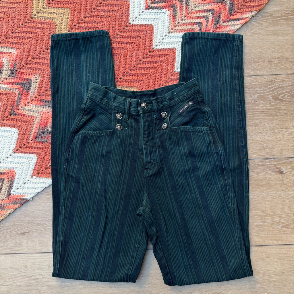Forest Green Pinstripe Western Ethics - Size 5