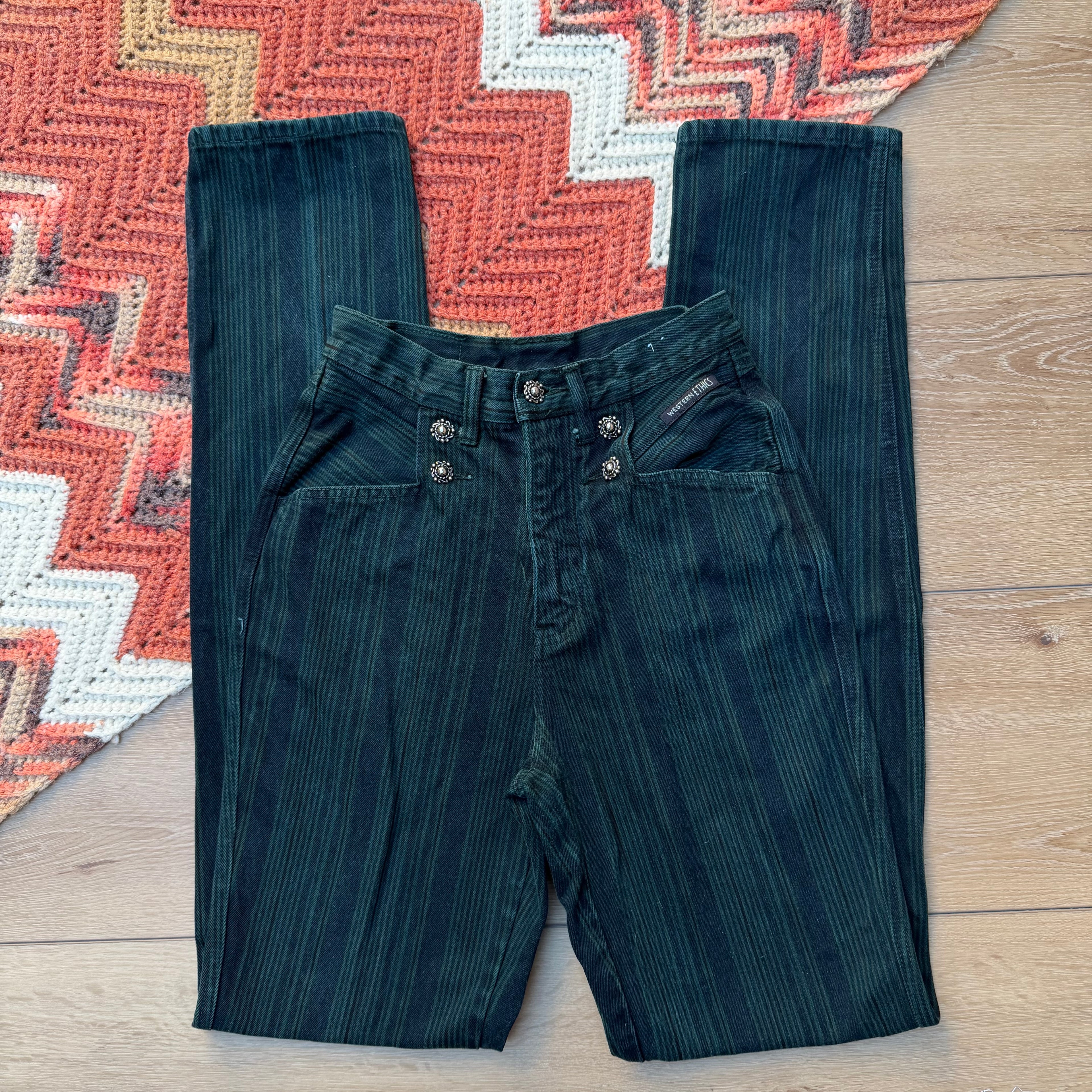 Forest Green Pinstripe Western Ethics - Size 5