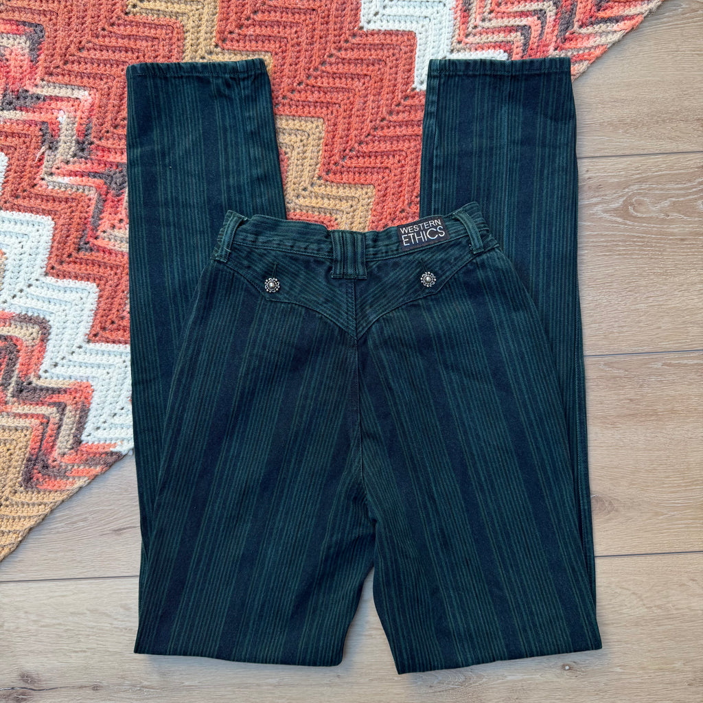 Forest Green Pinstripe Western Ethics - Size 5