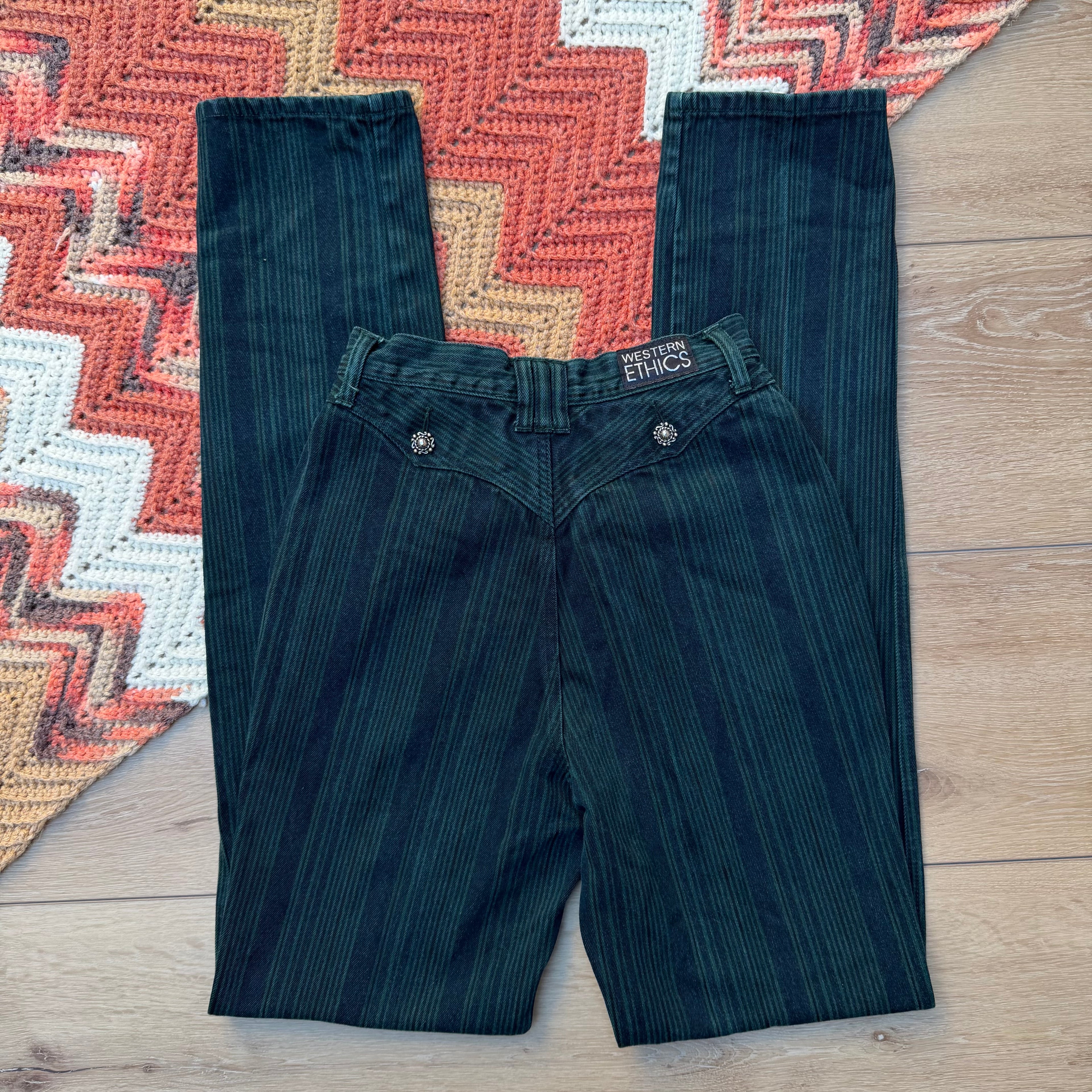 Forest Green Pinstripe Western Ethics - Size 5
