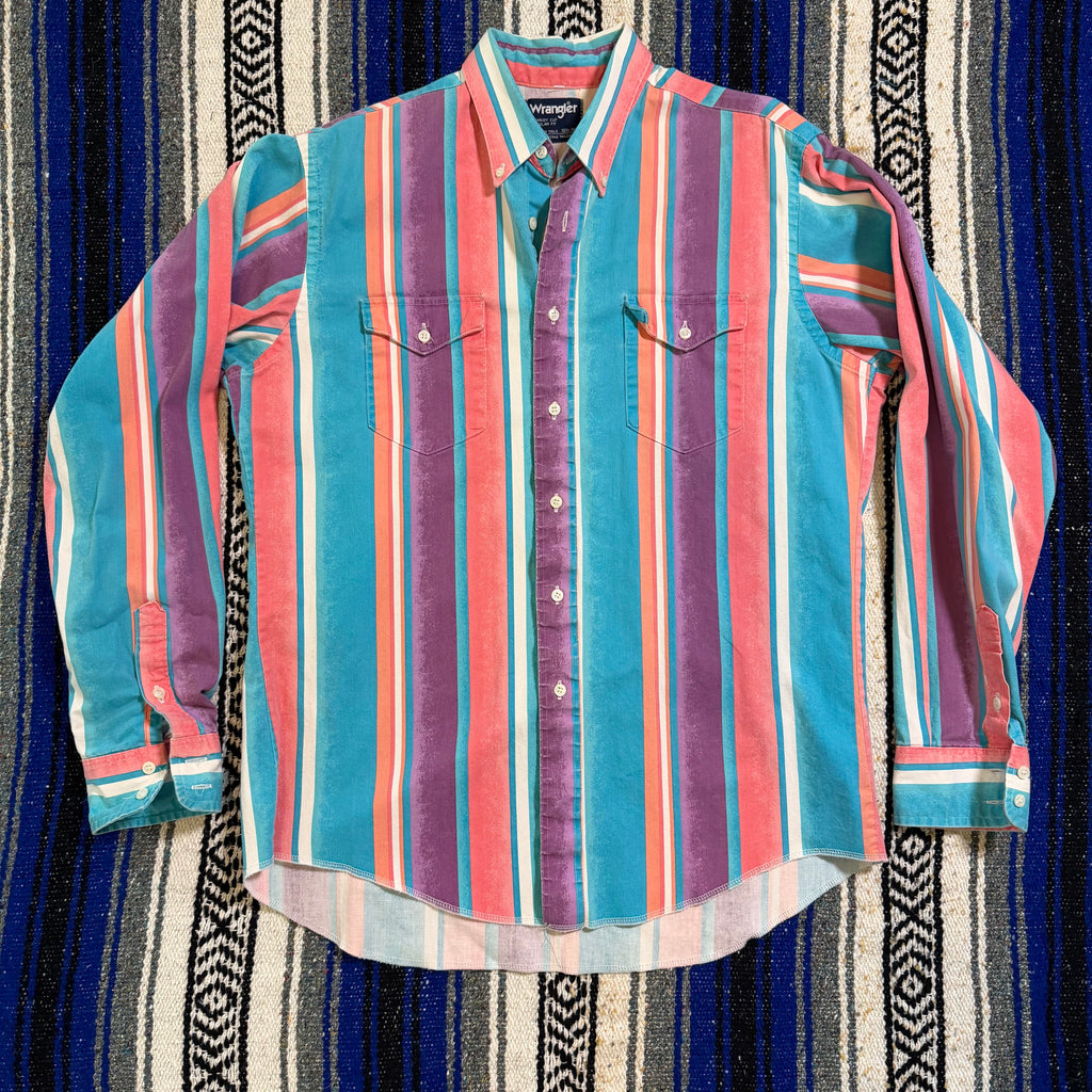 Pink and Purple Stripe Wrangler Button Up - 16.5x36