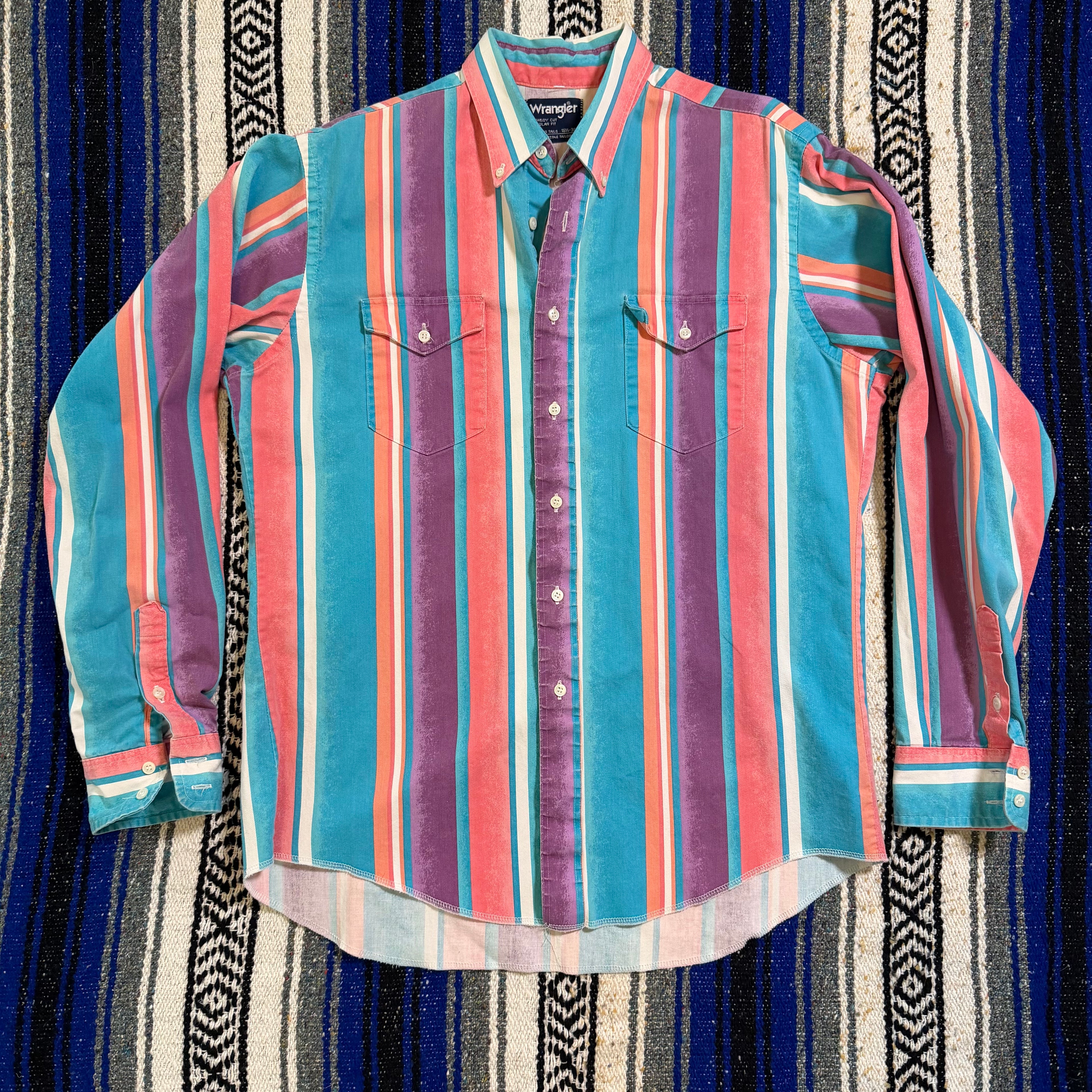Pink and Purple Stripe Wrangler Button Up - 16.5x36