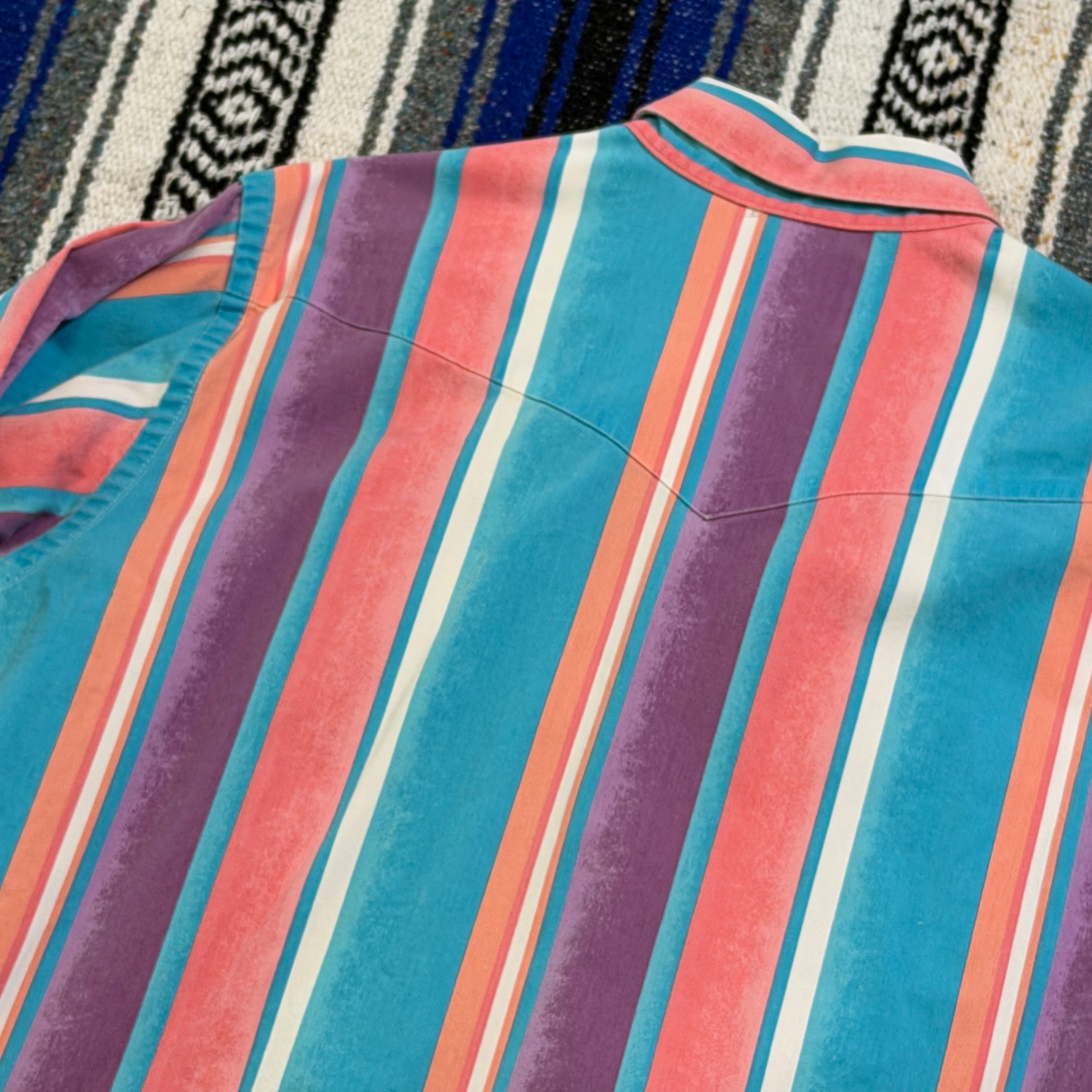Pink and Purple Stripe Wrangler Button Up - 16.5x36