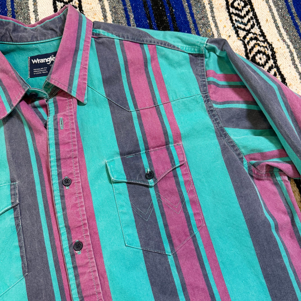 Aqua/Pink Stripe Wrangler Brushpopper - 17.5x36